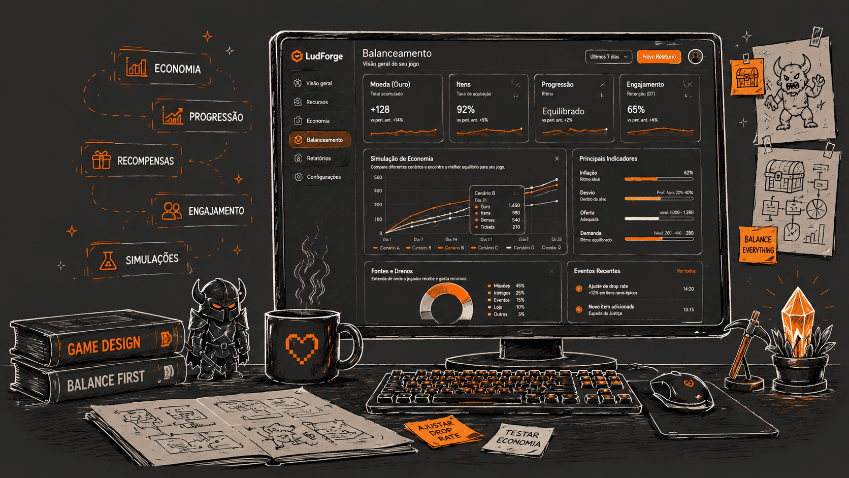 Futuristic command station with digital displays for system design and simulation